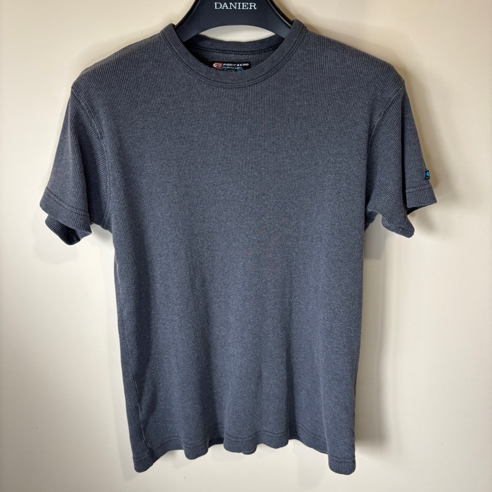 Point Zero Black Label Vintage Men’s Ribbed Grey Short Sleeve Tee